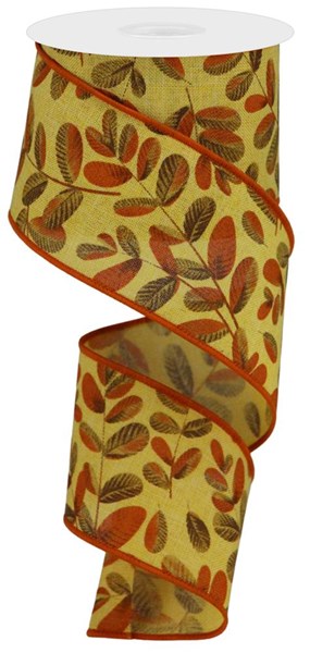 RGC1198T6  2.5" x 10yd Bold Leaves/Royal Mstd/Lt Bge/Dk Brn/Dk Org