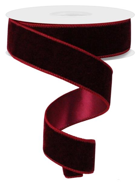 RGE165805  1.5" x 10yd Deluxe Velvet/Satin Backing Burgundy