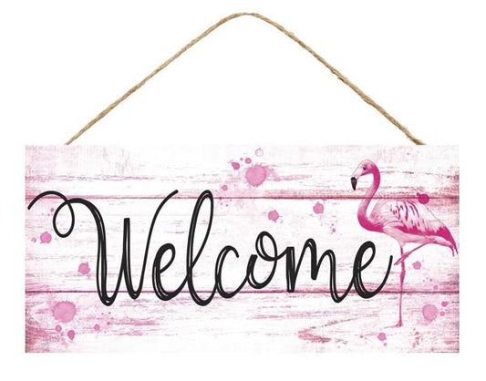 AP8229 12.5"L x 6"H Welcome/Flamingo