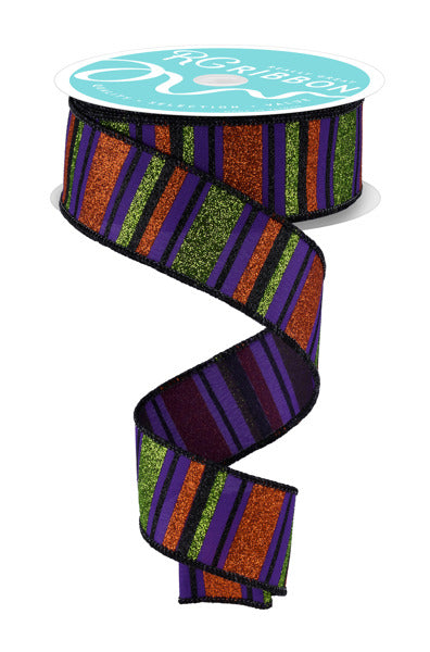 RGF191423  1.5" x 10yd Horizontal Stripe Purple/Lime/Orng/Black