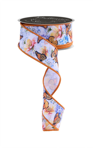 LS1046  1.5" x 10yd Monarch Butterflies Orange/Yellow