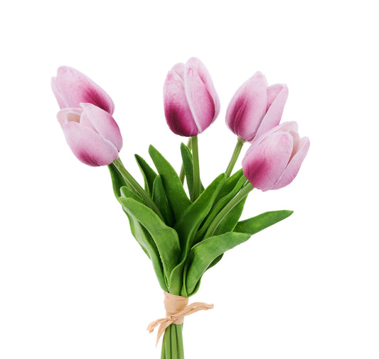 FN172334   13" Large Tulip Bud Bundle x 6   Mauve/White