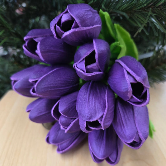 CS22418-PUR  13.5" Tulip Bouquet Purple 12pc