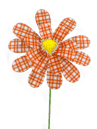 63277OR    24"    Plaid Sunflower Spray     Orange/White/Yellow