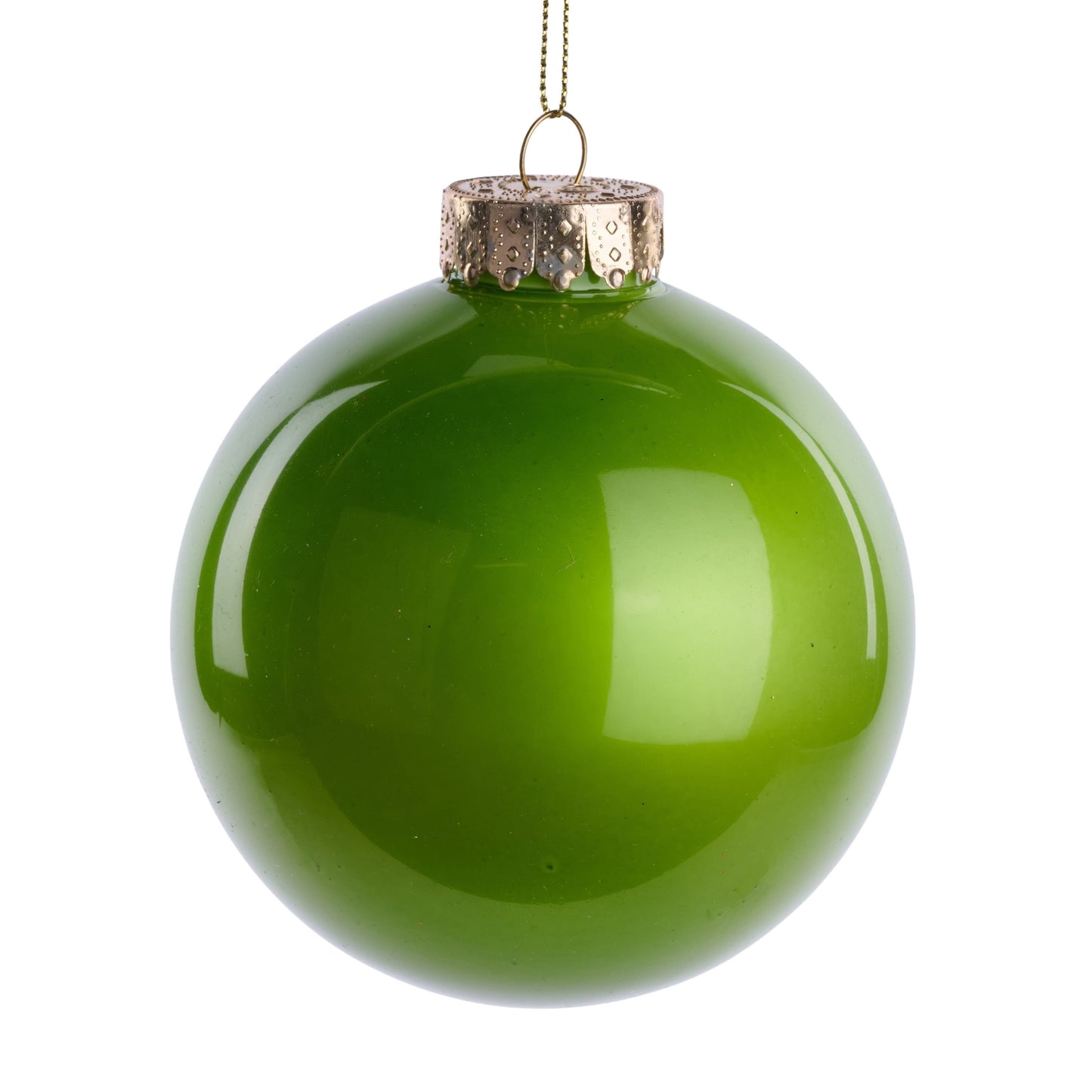 XH966169   100Mm Dia Lacquer/Glass Look Ornament   Lime Green