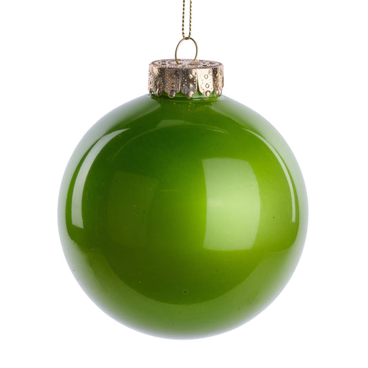 XH966169   100Mm Dia Lacquer/Glass Look Ornament   Lime Green