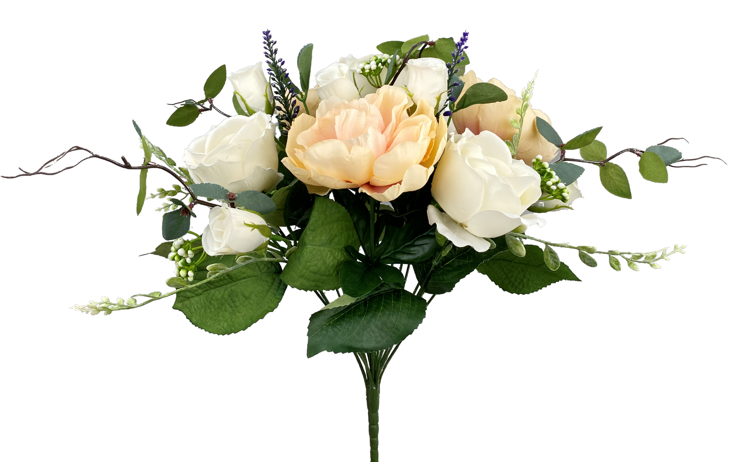 35116BE   H17"  Rose Peony Mix Bush  Beige