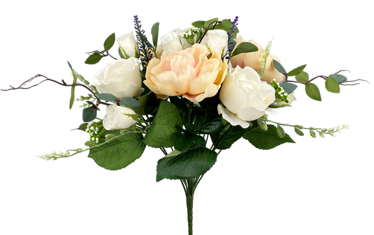 35116BE   H17"  Rose Peony Mix Bush  Beige