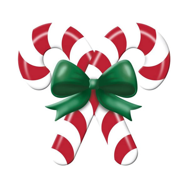 MD136594    13"Lx12"H Metal/Embossed Candy Cane Sign  White/Emerald/Red