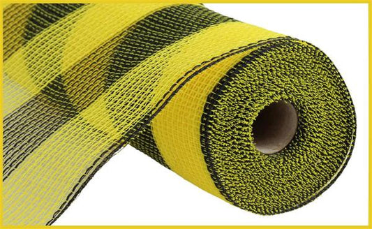 RY8314F4  10.25" x 10yd Faux Jute/Pp Wide Stripe Yellow/Black