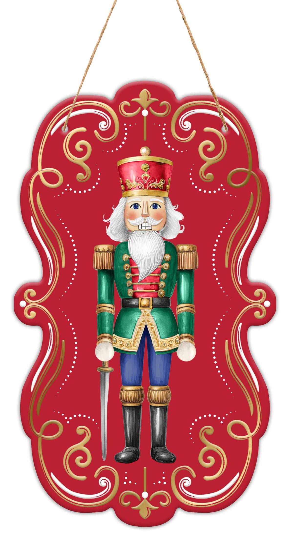 MD179324      11.5"H x 6.75" Nutcracker Frame Sign    Red/Emerald/Blue/Gold