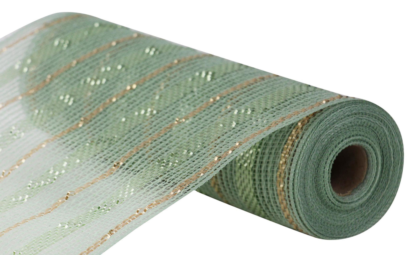 RY8020R7  10.25" x 10yd Poly/Faux Jute/Metallic Mesh Sage/Champagne