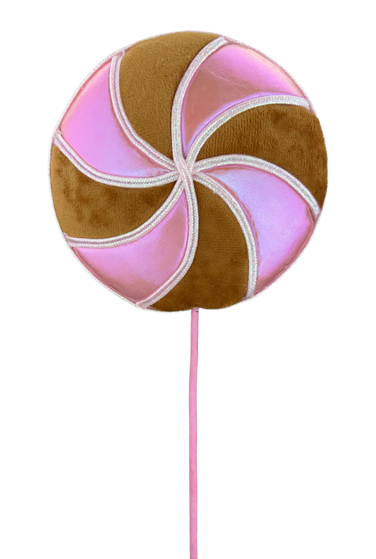 86445BNPK    22"H DIA 10"   Gingerbread Lollipop Spray    Brn/Pink