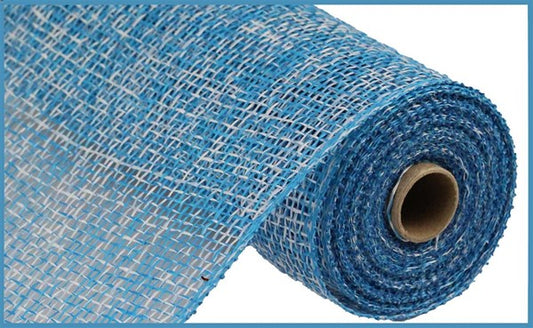 RP815542  10" x 10yd Two-Tone Poly Burlap Mesh Blue/White