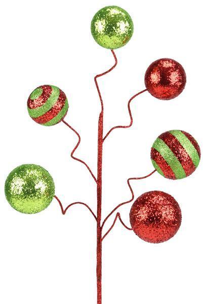 XS104572   19"L Stripe/Solid Ball Pick    Red/Lime