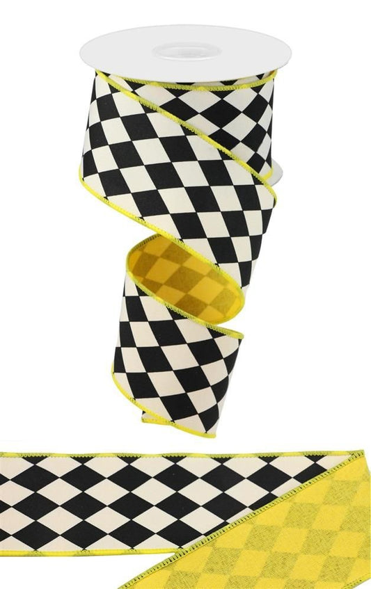 RGX00118N    2.5" x 10yd Harlequin/Royal Fused Back     White/Black/Sun Yellow