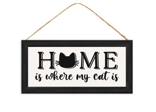 AP7370   12.5"L x 6"H Home/Cat Sign   Black/Grey