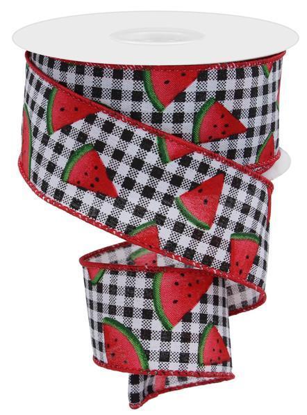 RGE1062    1.5" X 10Yd Watermelon Slice/Gingham   Black/Red/Green