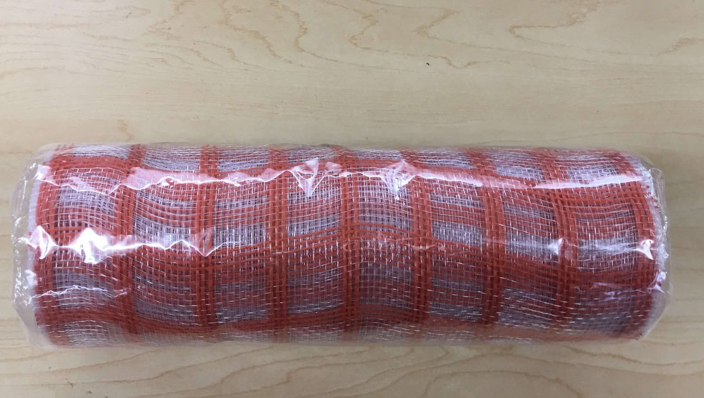 RY830620  10.25" x 10yd Faux Jute Check Mesh Orange