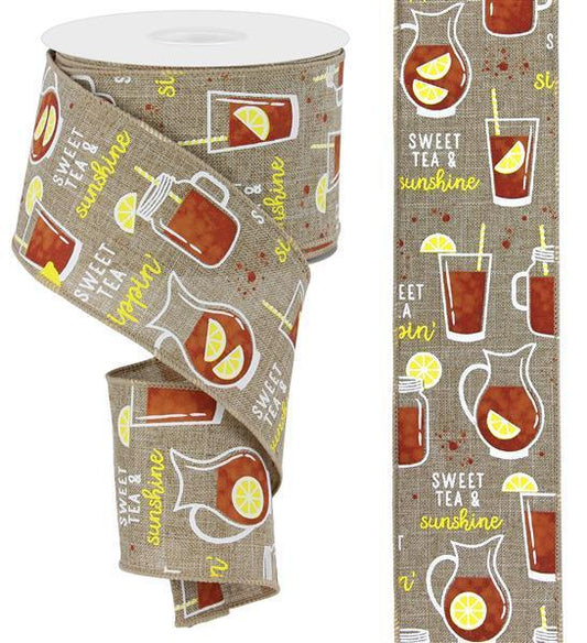 RGE108801   2.5" x 10yd Sweet Tea On Royal   Lt Bge/Wht/Ylw/Tan/Rst