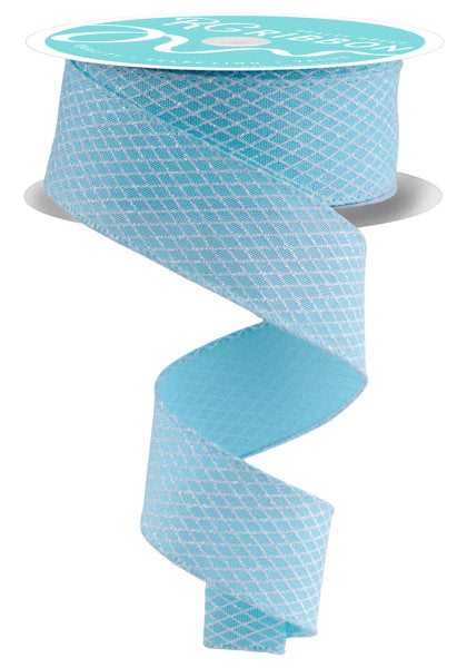 RGF1695H1  1.5" x 10yd Mini Harlequin Ice Blue/White