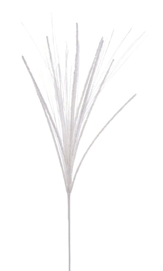 MN038227  29" Glitter Bead Spike Spray – White –  Floral Pick