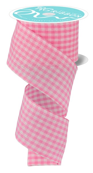 RG01049TK  2.5" x 10yd Gingham Check Light Pink/White