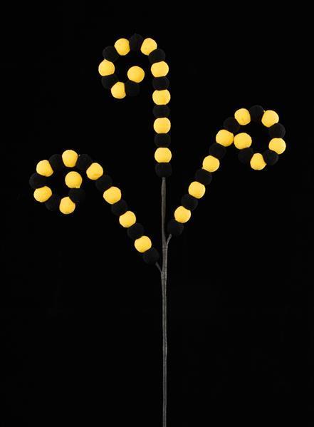 MN0275  27"L Pom Pom Coil Spray x 3    Black/Yellow
