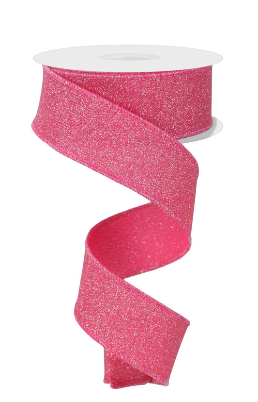 RGE178907  1.5" x 10yd Fine Glitter On Faux Royal  Fuchsia