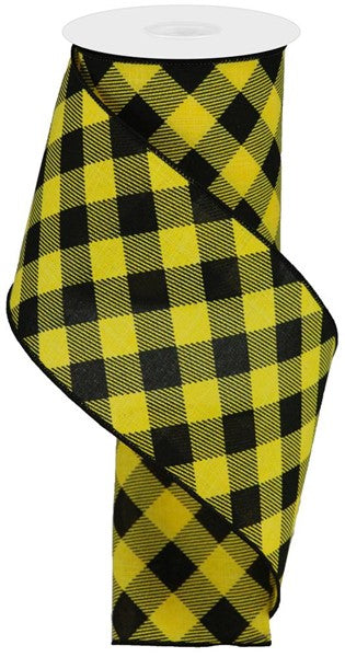 RGA127229  4" x 10yd Diagonal Check On Royal Yellow/Black