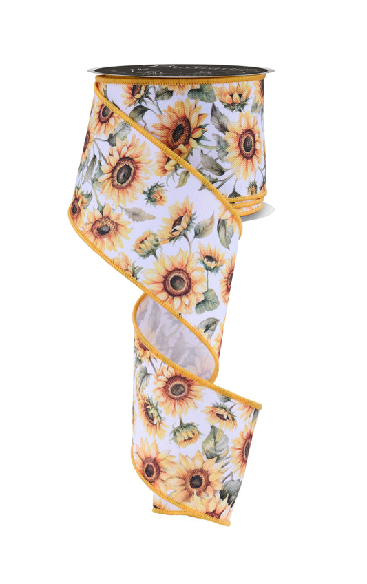 LS1030   2.5" x 10yd Sunflowers   Yellow/Green/Brown