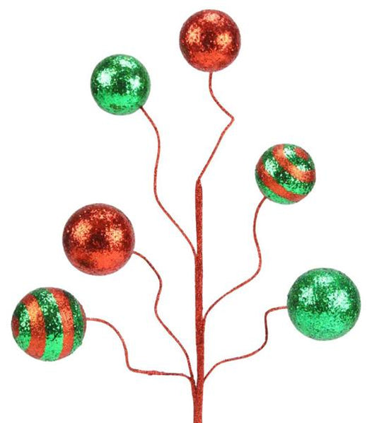 XS104562  19"L Stripe/Solid Ball Pick Red/Emerald Green
