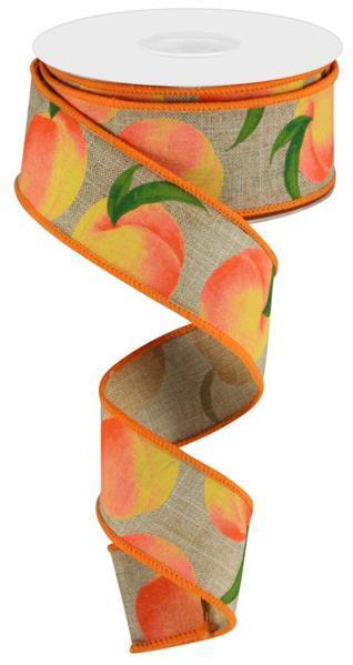 RGC122301    1.5" X 10Yd Peaches On Royal    Lt Beige/Peach/Gold/Green