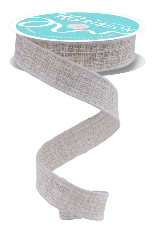 RGF769201  7/8" x 10yd Knit Look Texture Ribbon – Light Beige/White – Wired Ribbon