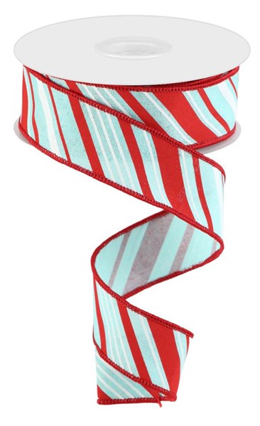 RGC1584H1 1.5"X10yd Peppermint Stripes/Royal Ice Blue/Red/White