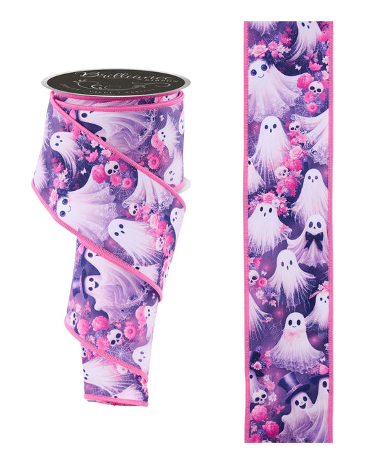 LS1291J6    2.5" x 10yd Fancy Ghosties   Wht/Hot Pink/Black