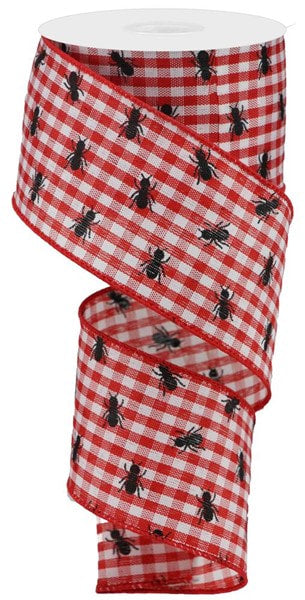 RGA172F3 2.5"X10yd Picnic Ants on Gingham Red/White/Black