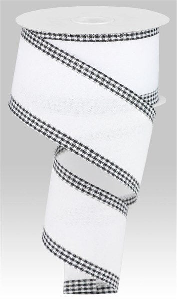 RGA1099WK 2.5”x10YD Royal Burlap Gingham Edge Wht/Blk