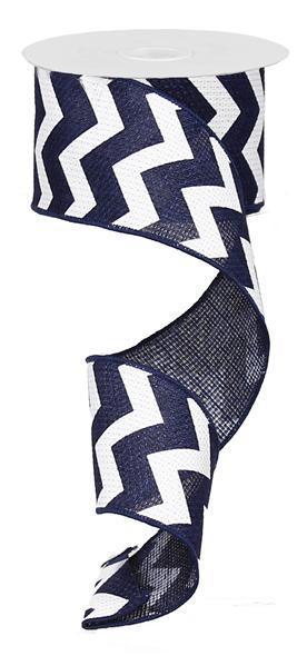 RG102819    2.5" x 10yd Wide Chevron/Cross Royal  Navy Blue/White