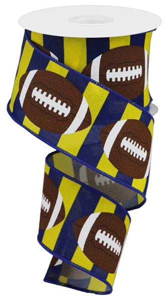 RGA1431M4  2.5" x 10yd Football On Royal Dk Blue/Yellow/Brown