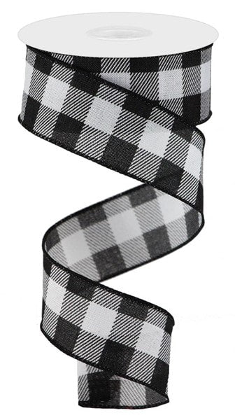 RG0180527 1.5"X10yd White Striped Check On Royal    Black/White