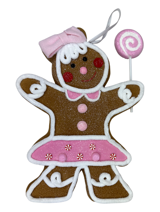 86498BNPK  10"HX8.5"WX1.5"DIA     Gingerbread Girl Ornament