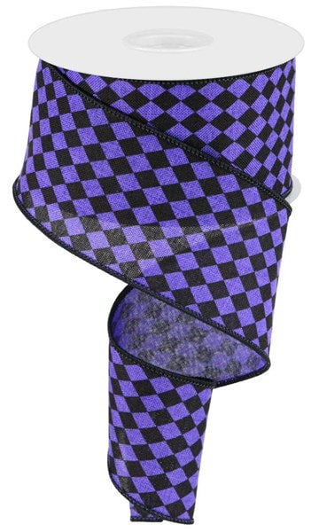 RGC17341K  2.5" x 10yd Small Harlequin On Royal Purple/Black