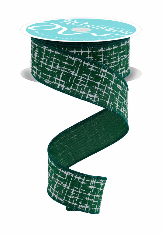 RGF168606  1.5" x 10yd Knit Look Texture Emerald Green/White