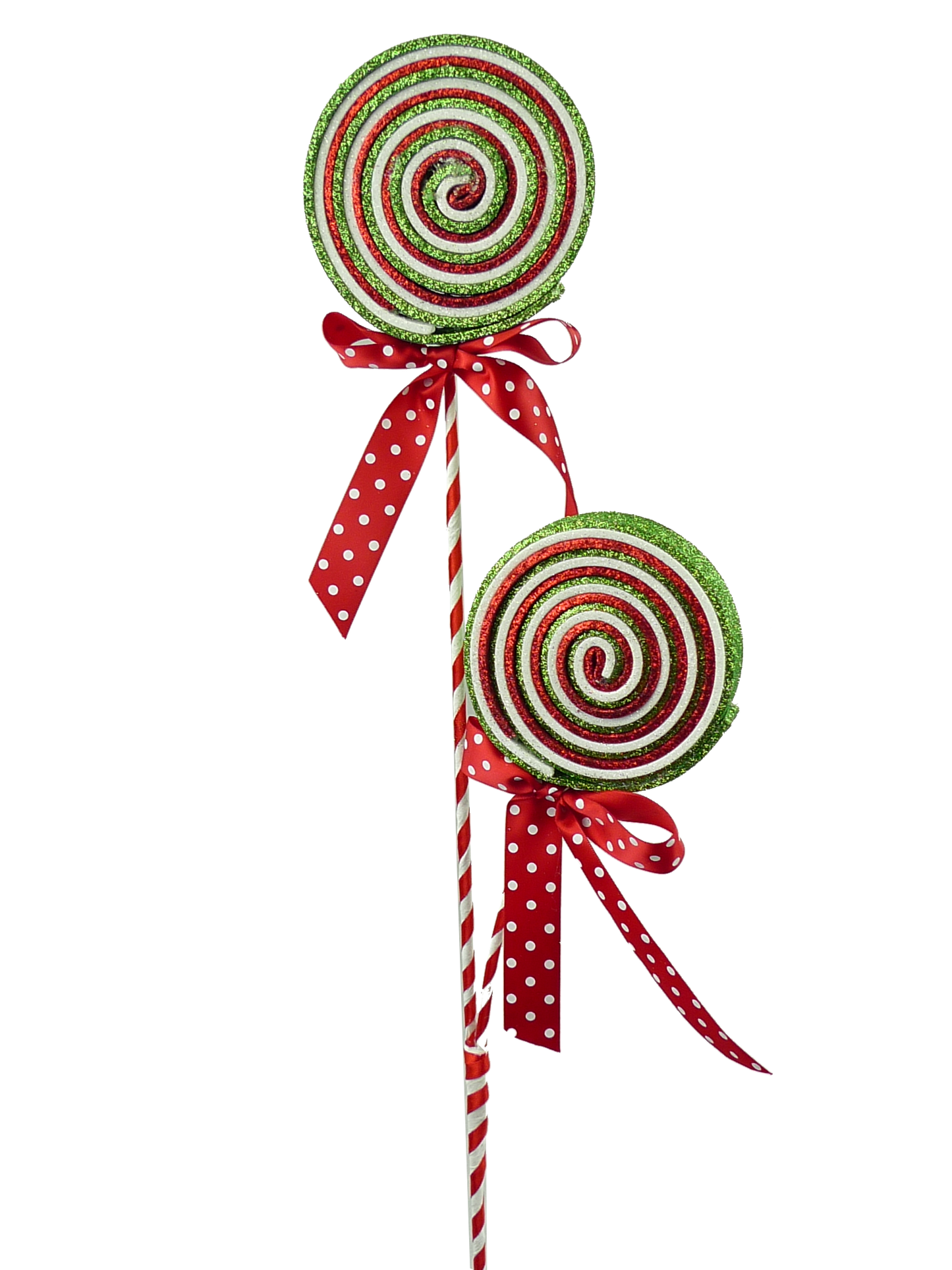 84809RWG    DIA.4.25x27"H   Glitter Lollipop Spray X2    Red/Green/White