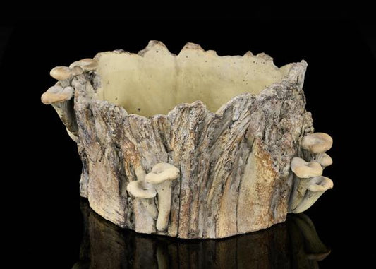MX057436    11"Diax6.25"H Driftwood/Mushroom Planter     Brown Beige   Material: Cement