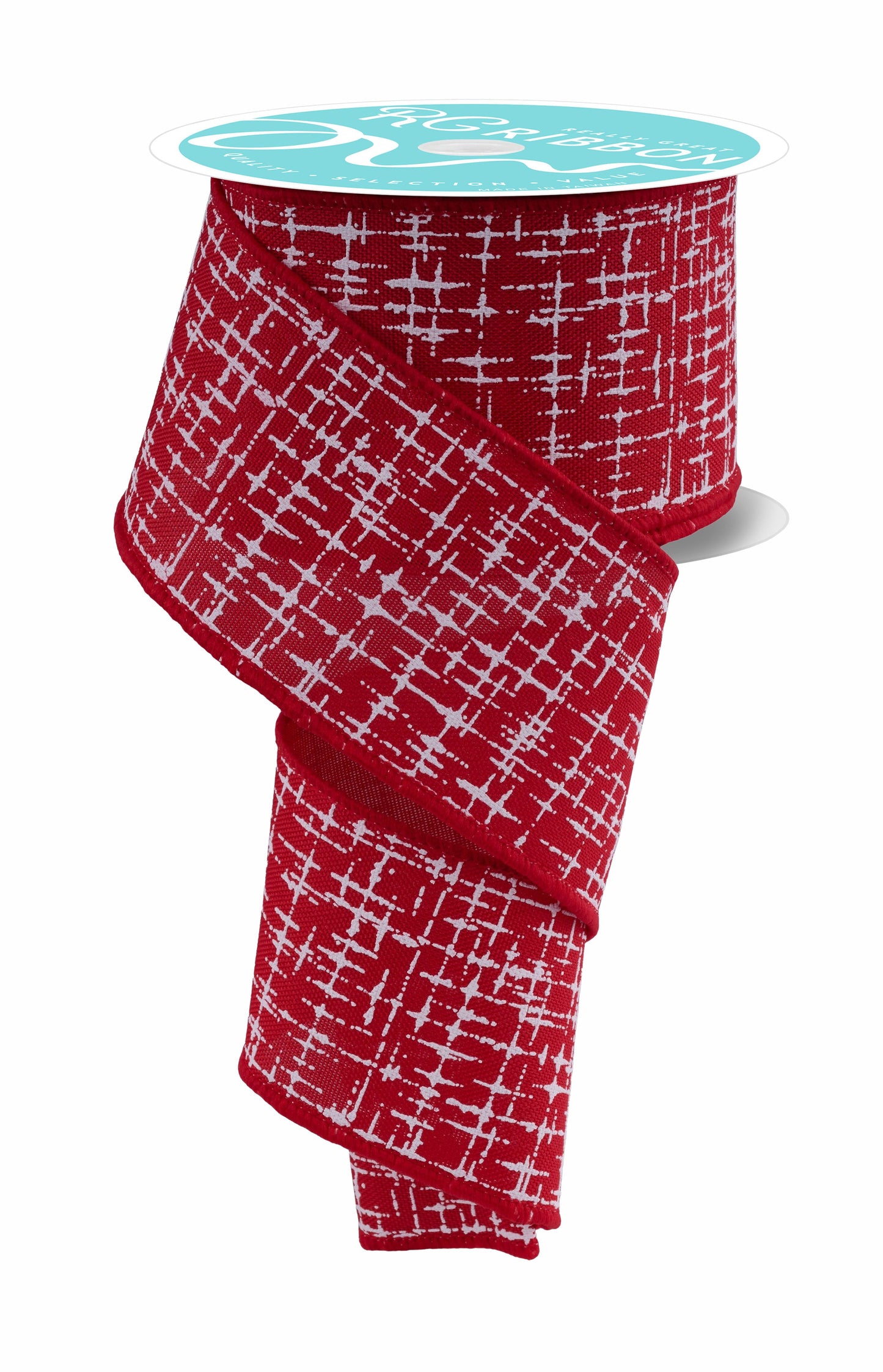 RGF168724  2.5" x 10yd Knit Look Texture Red/White