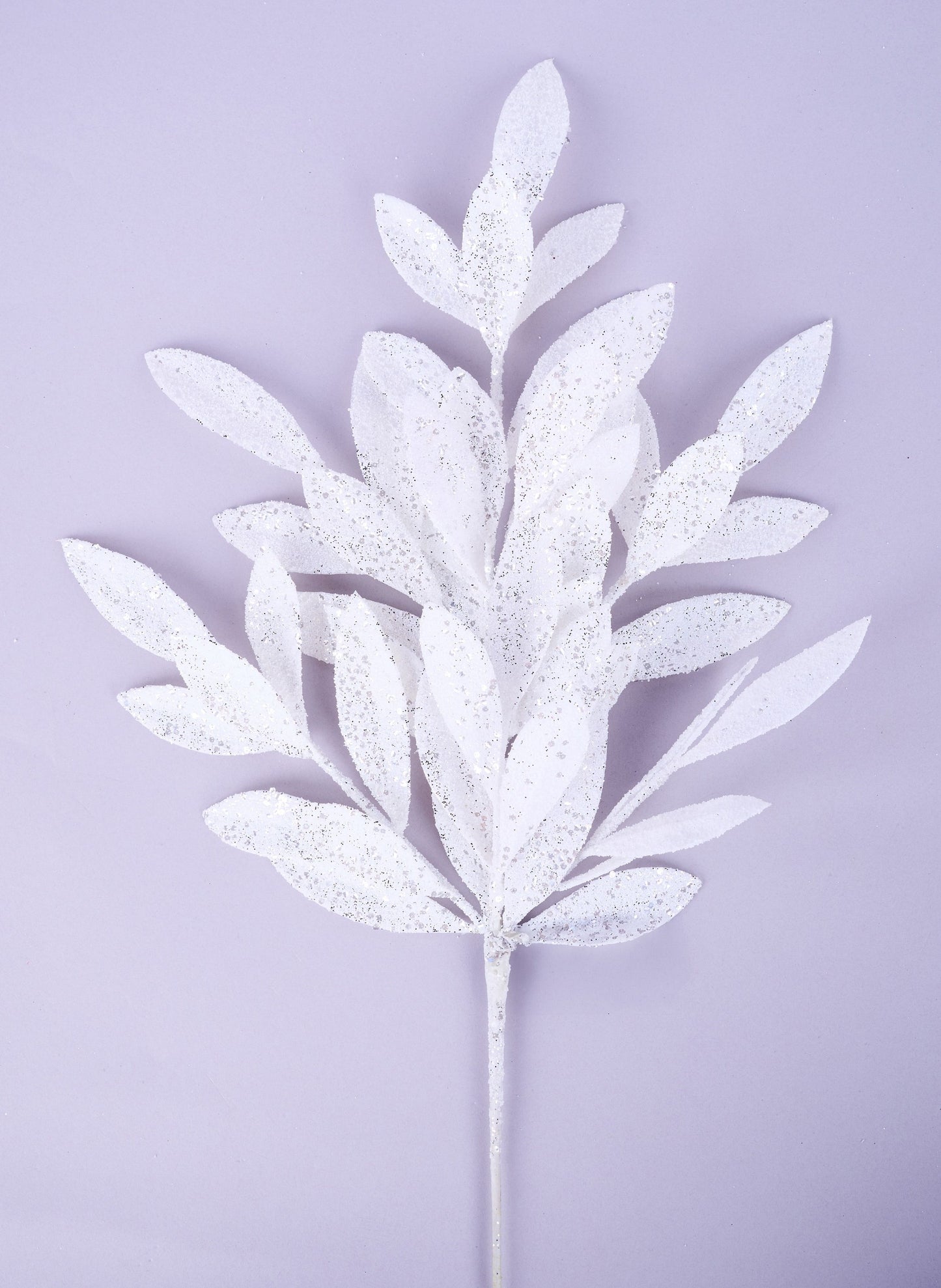 XS223327   23.5"L Glitter Bay Leaf Spray   White