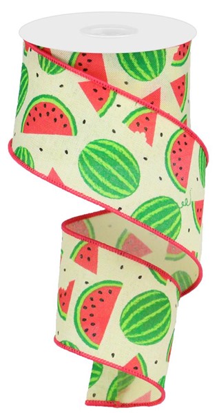 RG0199229 2.5"X10yd Watermelon Slices on Royal Yellow Base