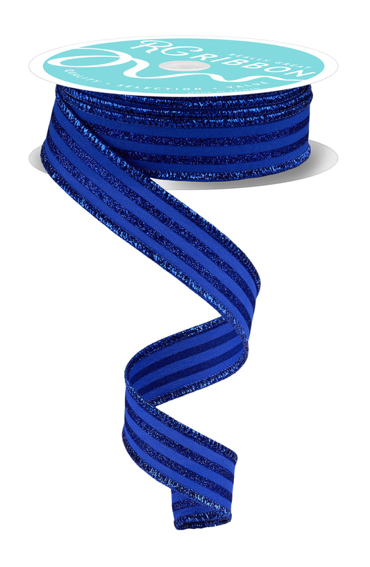 RGF797225  7/8" x 10yd Glitter Vertical Stripe Royal Blue